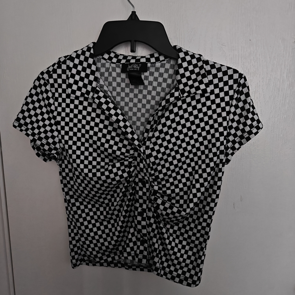 Black and White Checkered Blouse